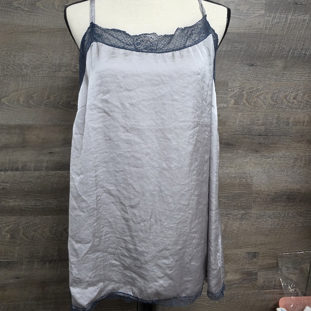 CAbi #4359 Gray Blue Lace Trim Charisma Camisole Top G